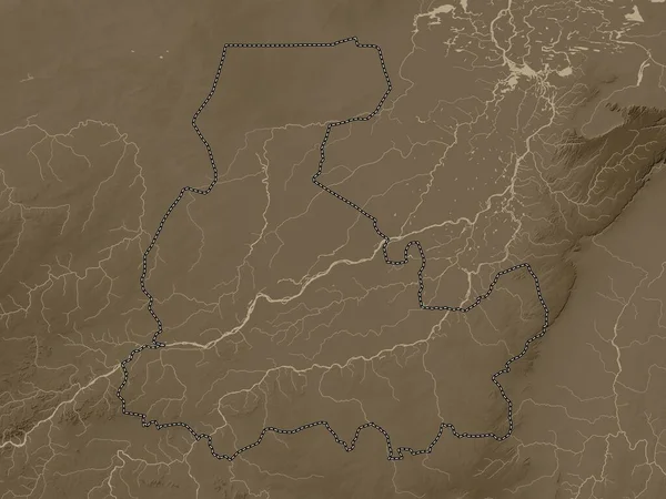 Сегу Область Мали Карта Высот Окрашенная Сепиевые Тона Озерами Реками — стоковое фото