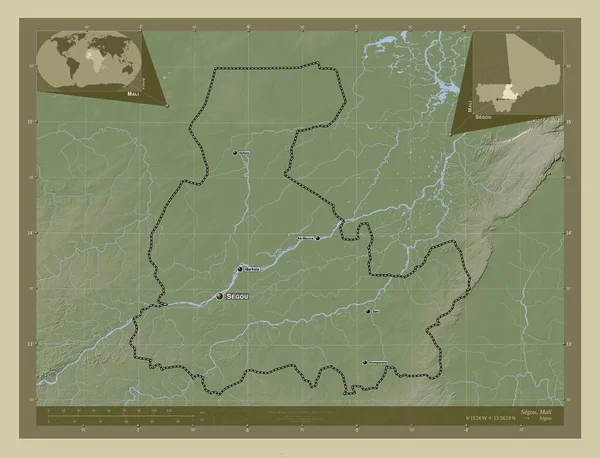 Ségou Région Mali Carte Altitude Colorée Dans Style Wiki Avec — Photo