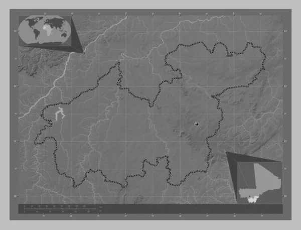 Sikasso Oblast Mali Výškové Mapy Jezery Řekami Pomocné Mapy Polohy — Stock fotografie