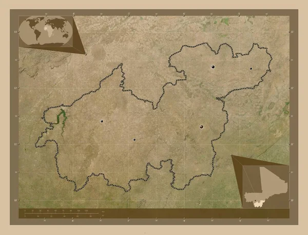 Сікассо Район Малі Супутникова Карта Низькою Роздільною Здатністю Розташування Великих — стокове фото