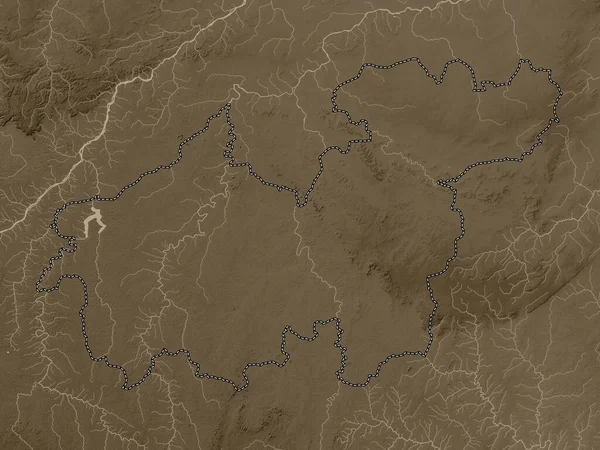 Sikasso Région Mali Carte Altitude Colorée Dans Des Tons Sépia — Photo