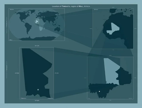Tombuctú Región Malí Diagrama Que Muestra Ubicación Región Mapas Gran — Foto de Stock