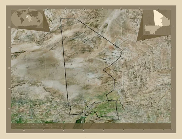 Tombuctú Región Malí Mapa Satelital Alta Resolución Ubicaciones Las Principales —  Fotos de Stock