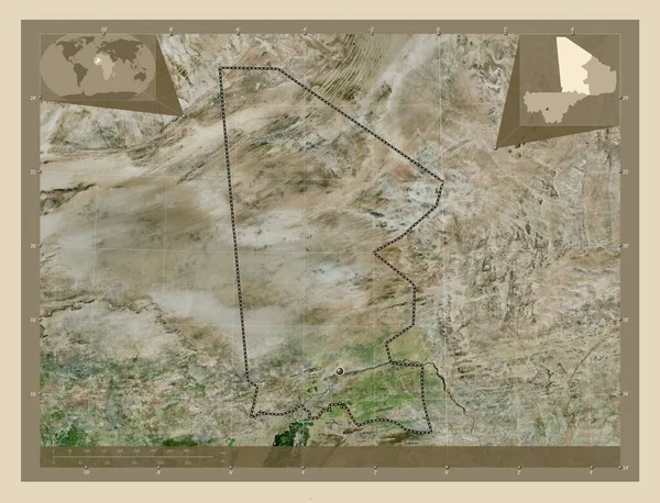 Tombuctú Región Malí Mapa Satelital Alta Resolución Mapas Ubicación Auxiliares —  Fotos de Stock