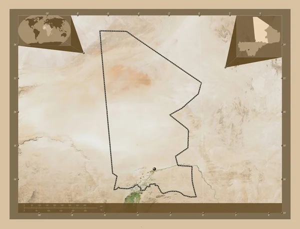 Timbuktu Область Малі Супутникова Карта Низькою Роздільною Здатністю Кутові Допоміжні — стокове фото