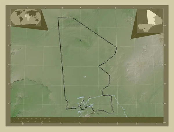 Tombouctou Région Mali Carte Altitude Colorée Dans Style Wiki Avec — Photo