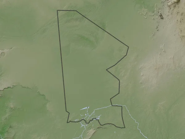 Тимбукту Область Мали Карта Высот Окрашенная Вики Стиле Озерами Реками — стоковое фото