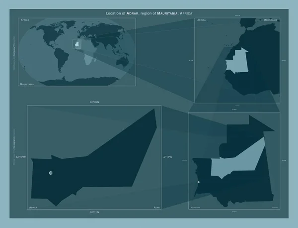 Adrar Región Mauritania Diagrama Que Muestra Ubicación Región Mapas Gran —  Fotos de Stock