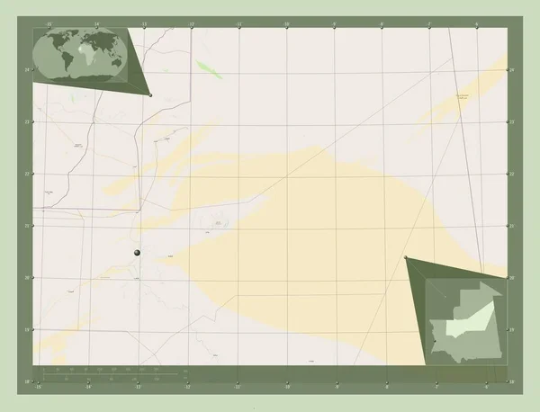 Adrar Região Mauritânia Abrir Mapa Rua Mapa Localização Auxiliar Canto — Fotografia de Stock