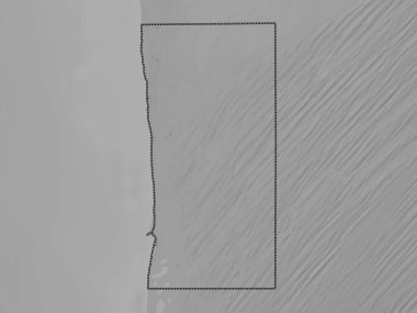 Nouakchott, Moritanya bölgesi. Gölleri ve nehirleri olan gri tonlama yükseklik haritası