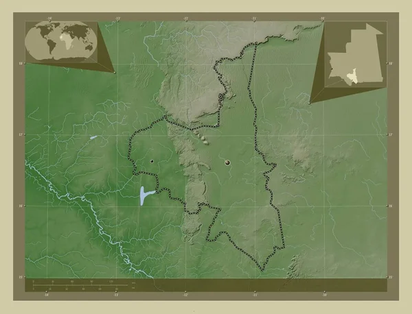 Assaba Region Mauretanien Höhenkarte Wiki Stil Mit Seen Und Flüssen — Stockfoto
