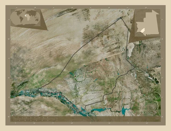 Brakna Region Mauretanii Mapa Satelity Wysokiej Rozdzielczości Lokalizacje Dużych Miast — Zdjęcie stockowe