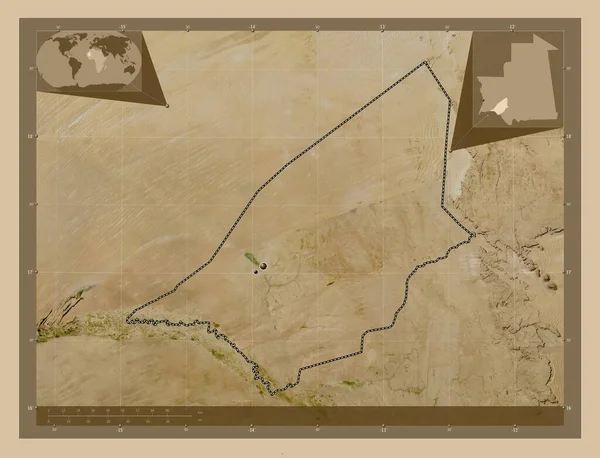 Brakna Regio Mauritanië Lage Resolutie Satellietkaart Locaties Van Grote Steden — Stockfoto