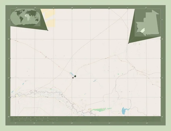 Μπράκνα Περιοχή Μαυριτανίας Χάρτης Του Δρόμου Τοποθεσίες Μεγάλων Πόλεων Της — Φωτογραφία Αρχείου