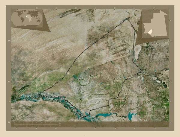 Brakna Região Mauritânia Mapa Satélite Alta Resolução Mapa Localização Auxiliar — Fotografia de Stock
