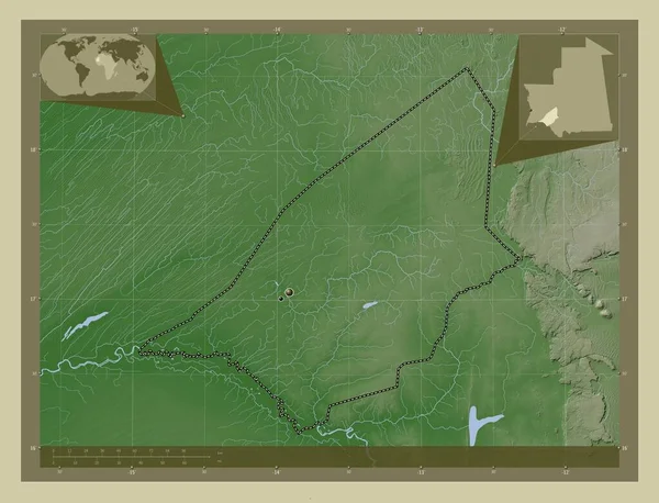 Brakna Region Mauretanien Höhenkarte Wiki Stil Mit Seen Und Flüssen — Stockfoto
