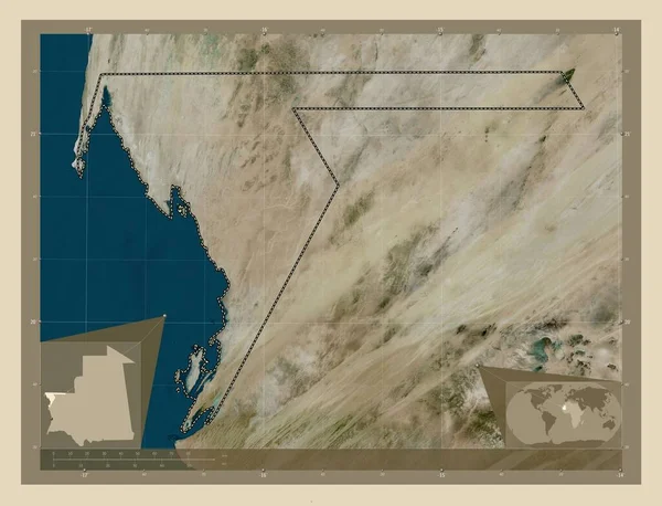 Дахле Нуадибу Область Мавритании Спутниковая Карта Высокого Разрешения Вспомогательные Карты — стоковое фото