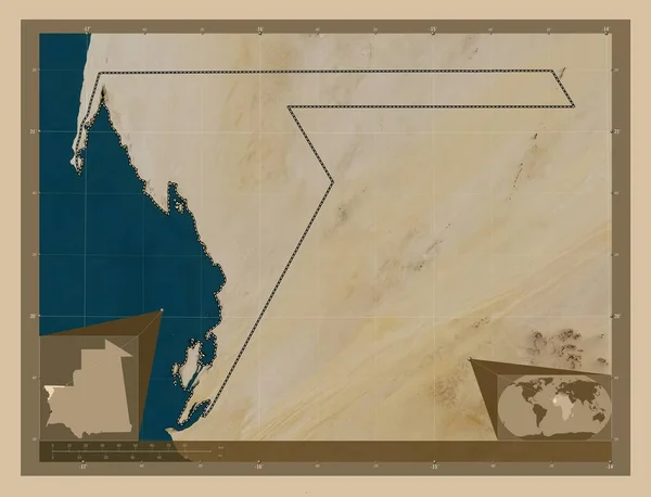Дахле Нуадибу Область Мавритании Карта Спутника Низкого Разрешения Вспомогательные Карты — стоковое фото