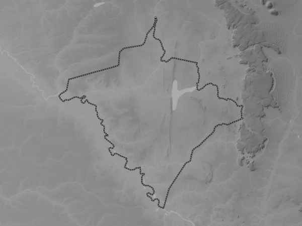 Gorgol Region Mauretanii Mapa Wzniesień Skali Szarości Jeziorami Rzekami — Zdjęcie stockowe