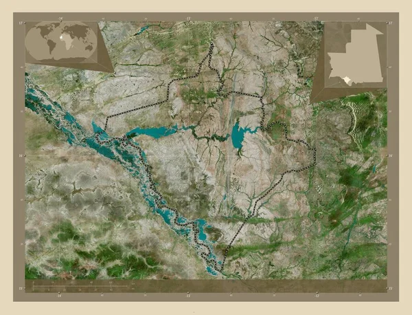 Gorgol Regione Della Mauritania Mappa Satellitare Alta Risoluzione Località Delle — Foto Stock