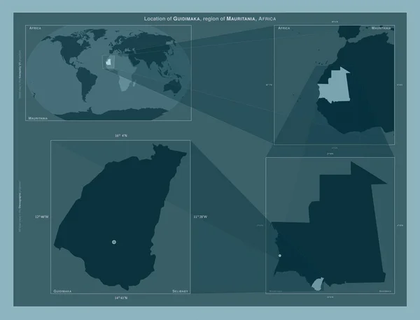 Guidimaka Región Mauritania Diagrama Que Muestra Ubicación Región Mapas Gran —  Fotos de Stock