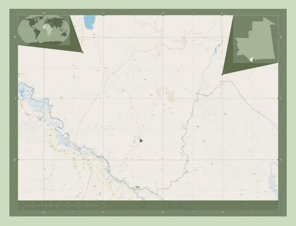 Guidimaka Регион Мавритании Карта Улиц Места Расположения Крупных Городов Области — стоковое фото