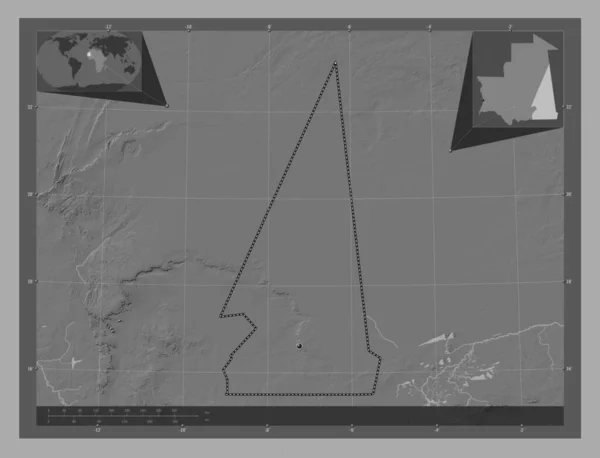Hodh Ech Chargui Región Mauritania Mapa Elevación Bilevel Con Lagos —  Fotos de Stock