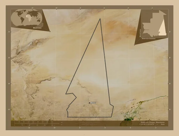 Hodh Ech Chargui Regio Mauritanië Lage Resolutie Satellietkaart Locaties Namen — Stockfoto