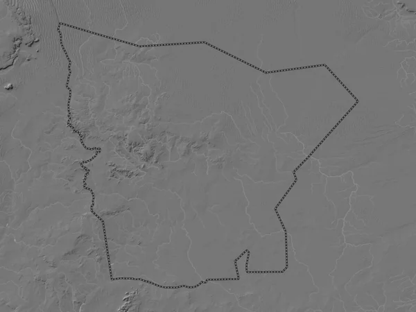 Hodh Gharbi Region Mauretanii Dwupoziomowa Mapa Wysokości Jeziorami Rzekami — Zdjęcie stockowe