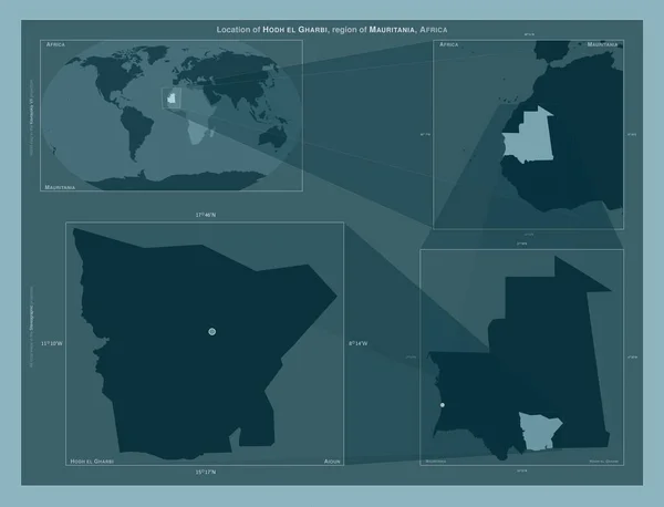 모리타니 지역입니다 도표는 규모의 지도에서 지역의 위치를 줍니다 프레임 Png — 스톡 사진