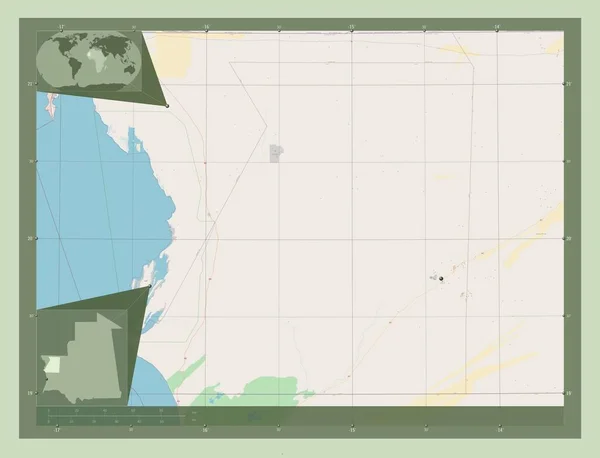 Inchiri Região Mauritânia Abrir Mapa Rua Locais Das Principais Cidades — Fotografia de Stock