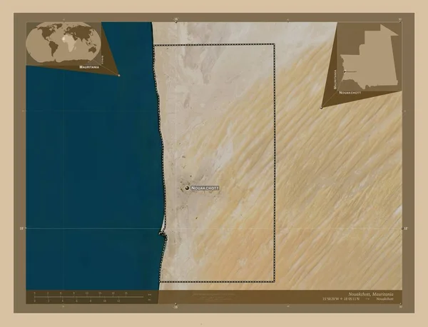 Нуакшот Район Мавритании Карта Спутника Низкого Разрешения Места Названия Крупных — стоковое фото