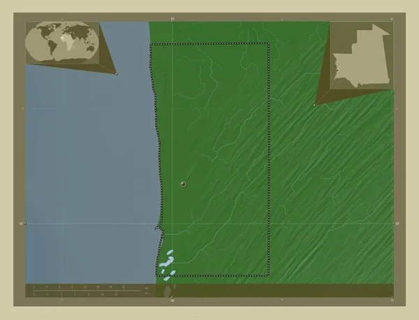 Нуакшот Район Мавританії Висота Карти Забарвлена Вікі Стилі Озерами Річками — стокове фото