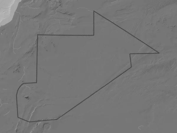 Tiris Zemmour Oblast Mauritánie Bilevel Elevační Mapa Jezery Řekami — Stock fotografie