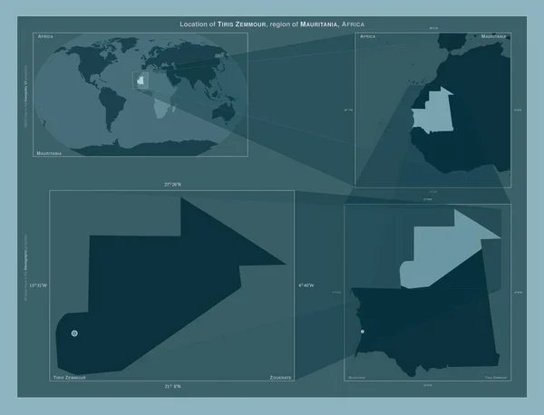 Тирис Земмур Регион Мавритании Диаграмма Показывающая Расположение Региона Крупных Картах — стоковое фото