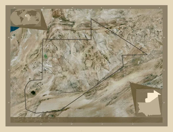 Tiris Zemmour Περιφέρεια Μαυριτανίας Υψηλής Ανάλυσης Δορυφορικός Χάρτης Τοποθεσίες Μεγάλων — Φωτογραφία Αρχείου