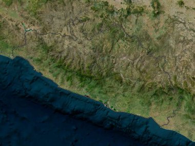 Guerrero, Meksika Eyaleti. Yüksek çözünürlüklü uydu haritası