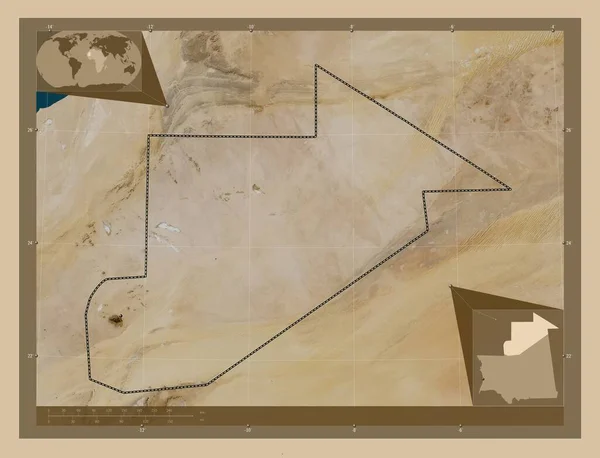 Tiris Zemmour Region Mauretanii Niska Rozdzielczość Satelity Lokalizacje Dużych Miast — Zdjęcie stockowe