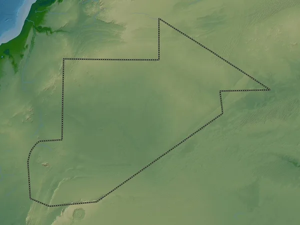 Tiris Zemmour Región Mauritania Mapa Elevación Colores Con Lagos Ríos — Foto de Stock