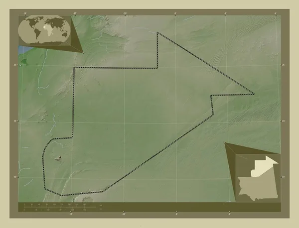 Tiris Zemmour Регіон Мавританії Висота Карти Забарвлена Вікі Стилі Озерами — стокове фото