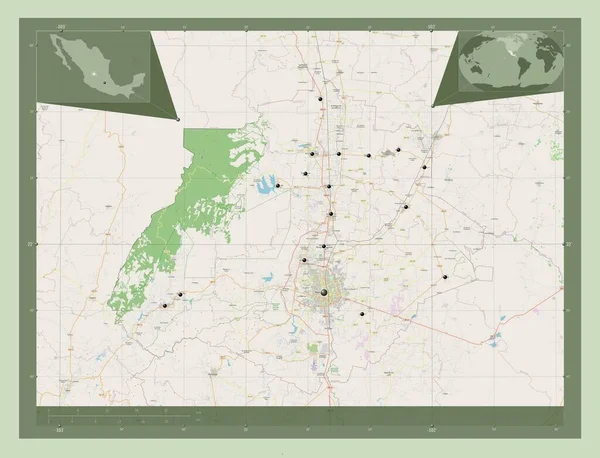 Агуаскальентес Штат Мексика Карта Улиц Места Расположения Крупных Городов Области — стоковое фото