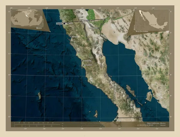 Нижняя Калифорния Штат Мексика Спутниковая Карта Высокого Разрешения Места Названия — стоковое фото