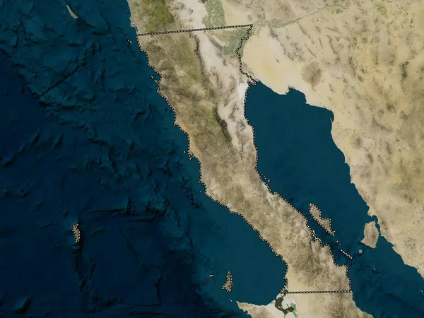カリフォルニア メキシコの州 低解像度衛星地図 — ストック写真