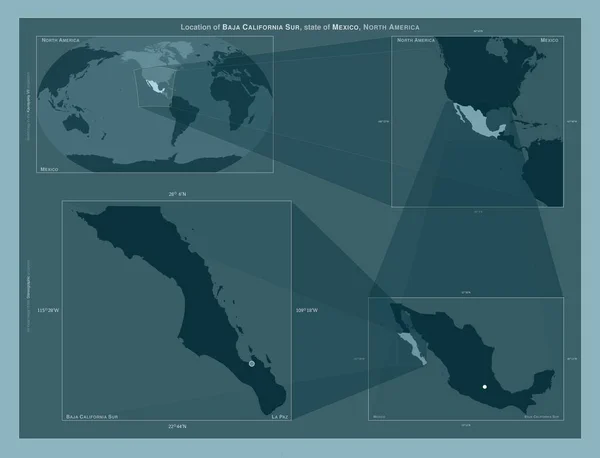 Baja California Sur Negara Bagian Meksiko Diagram Menunjukkan Lokasi Wilayah — Stok Foto