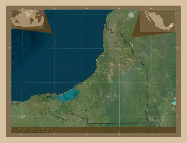Кампече Штат Мехіко Супутникова Карта Низькою Роздільною Здатністю Розташування Великих — стокове фото