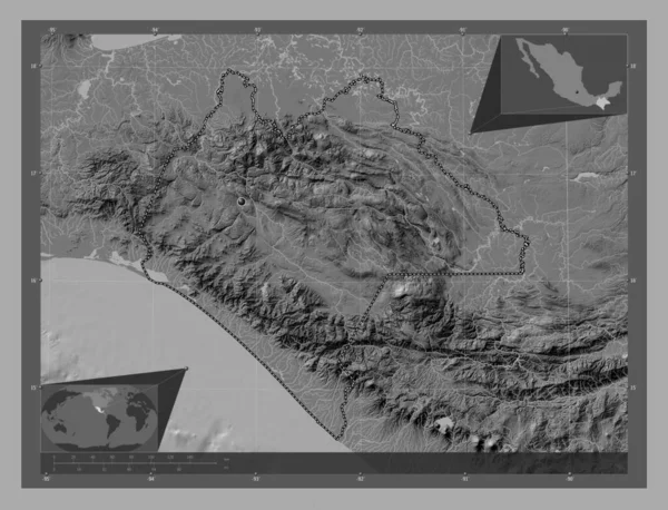 Чьяпас Штат Мексика Карта Рельефа Билевела Озерами Реками Вспомогательные Карты — стоковое фото