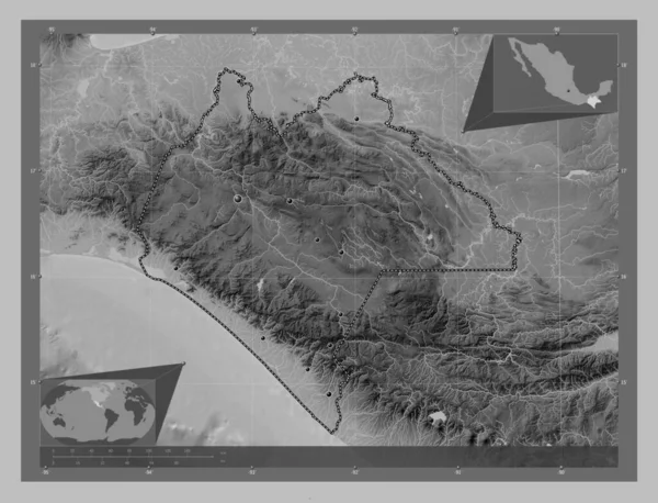 Чіапас Штат Мехіко Граймасштабна Мапа Висот Озерами Річками Розташування Великих — стокове фото