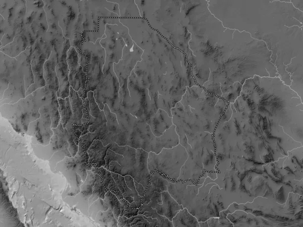 Chihuahua Stan Meksyk Mapa Wzniesień Skali Szarości Jeziorami Rzekami — Zdjęcie stockowe