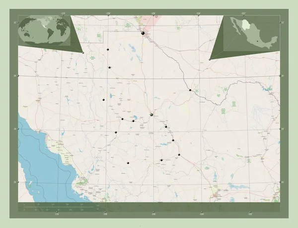 Чихуахуа Штат Мексика Карта Улиц Места Расположения Крупных Городов Области — стоковое фото
