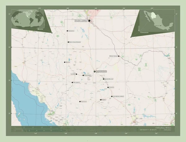 Chihuahua Estado México Abrir Mapa Rua Locais Nomes Das Principais — Fotografia de Stock